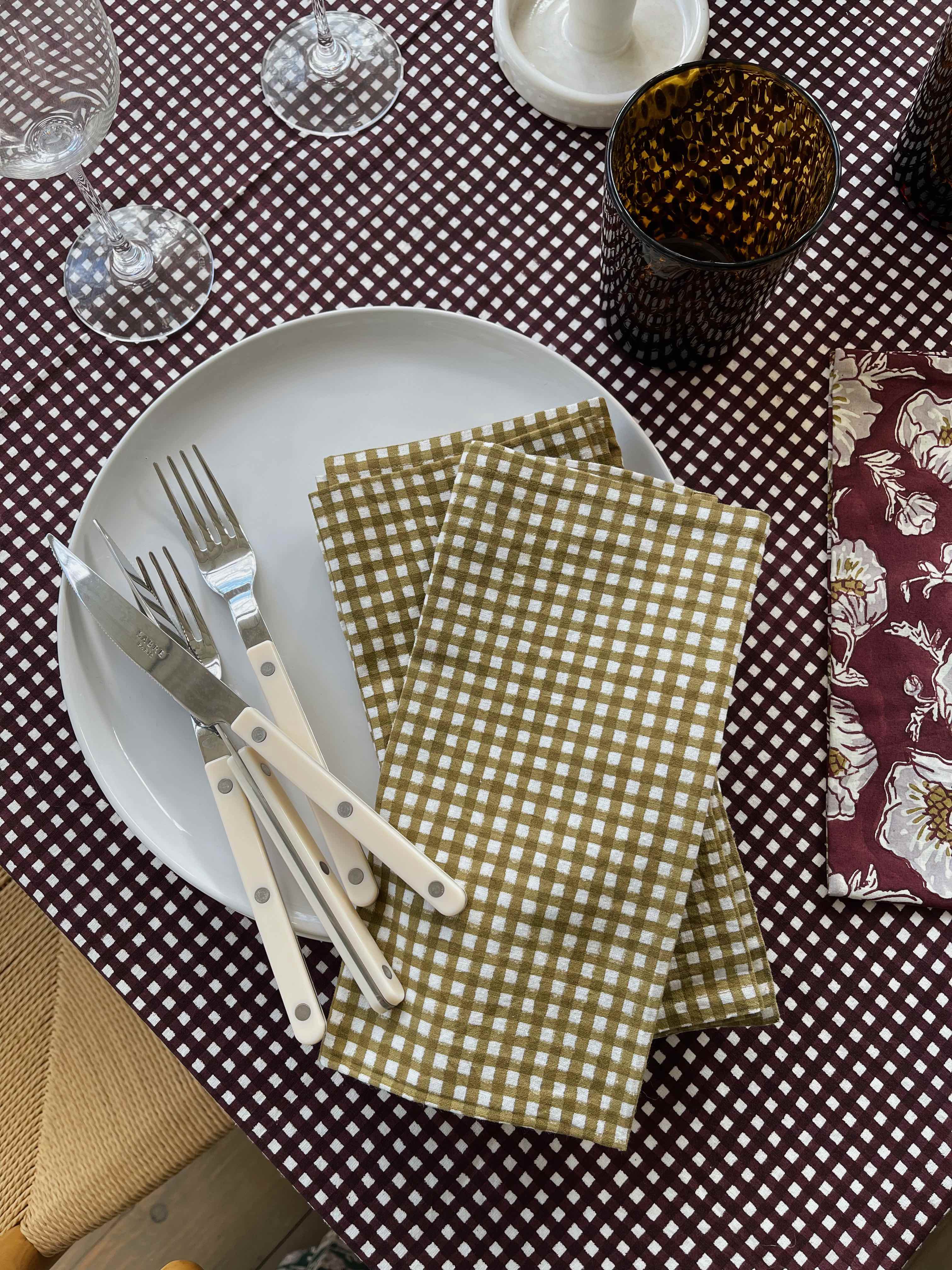 Gingham Check Aqua Napkins - Set of 6 - Country Village Shoppe