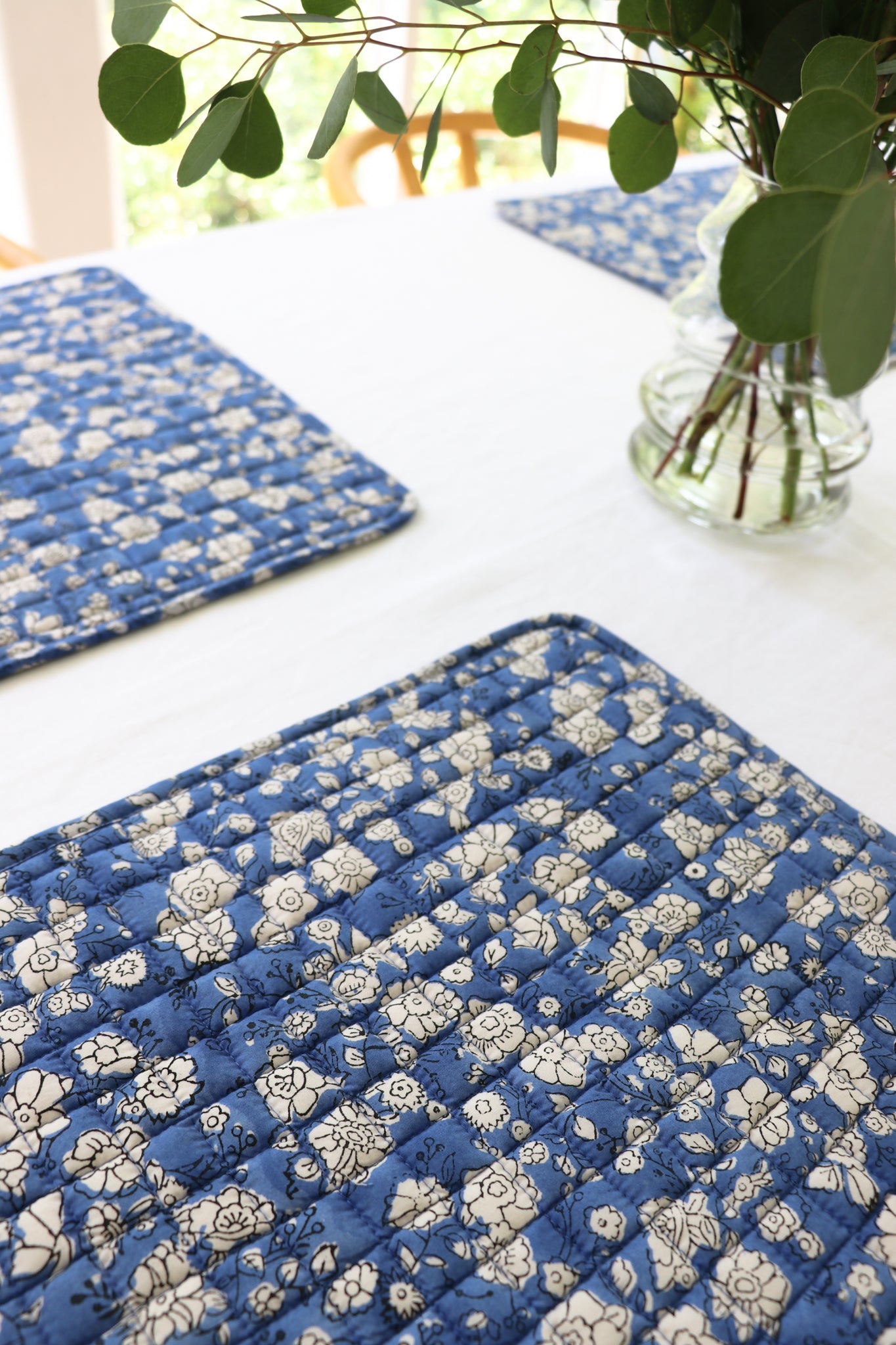 Blue Floral Quilted Placemats
