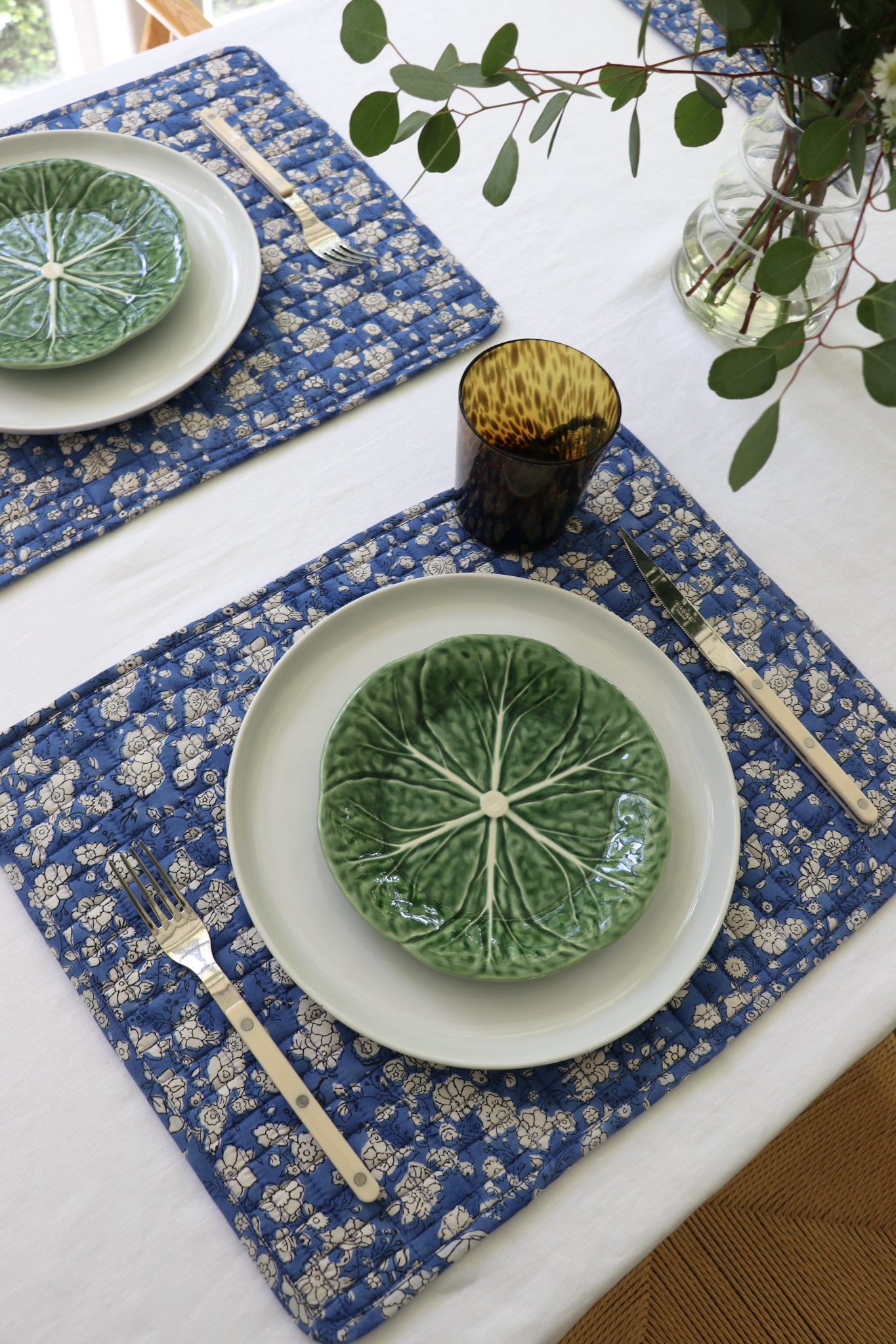 Blue Floral Quilted Placemats