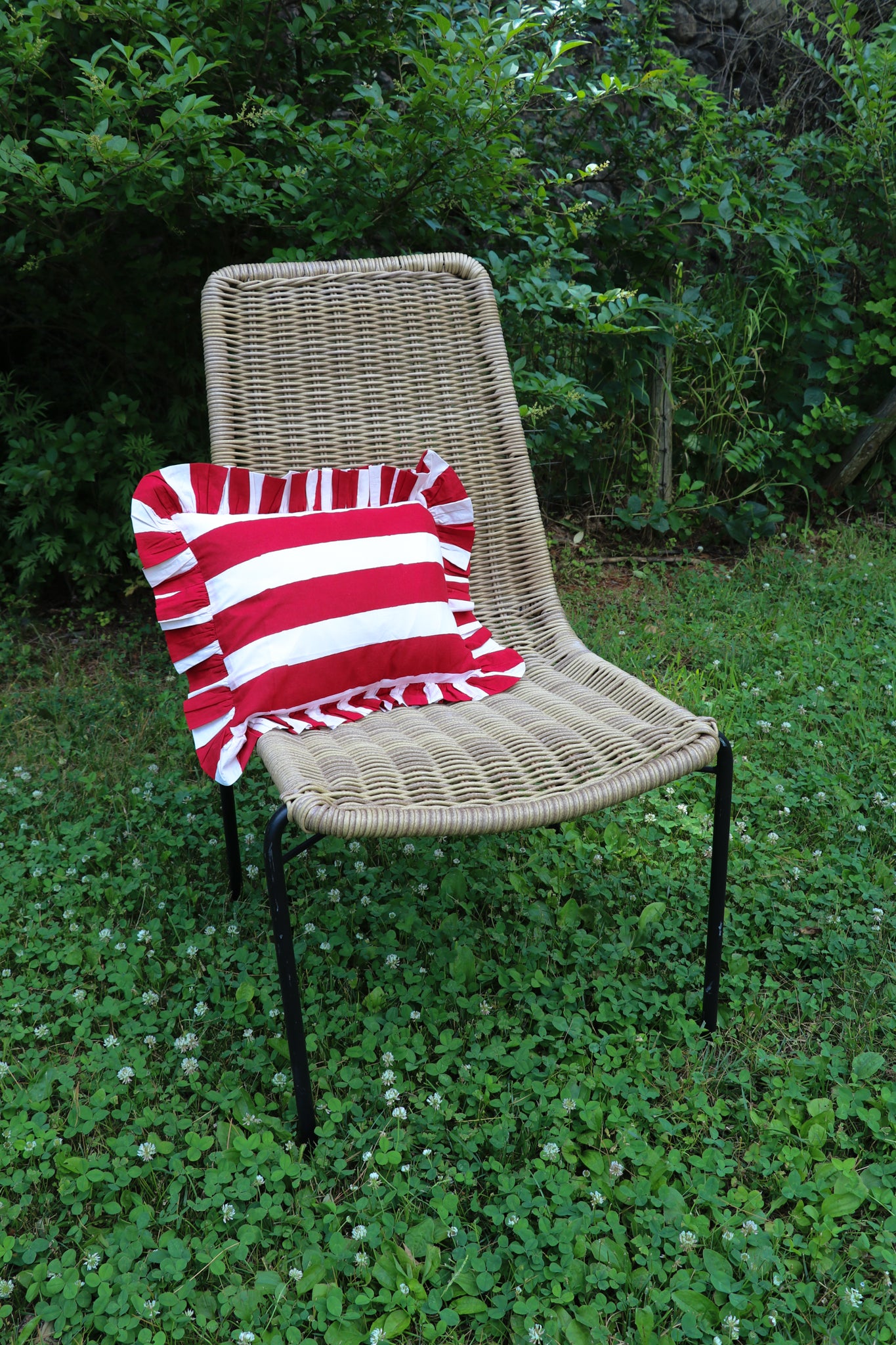 Ruffled Stripe Throw Pillow 12 x 16