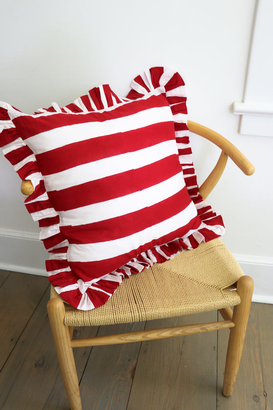 Ruffled Stripe Throw Pillow (20-inch)