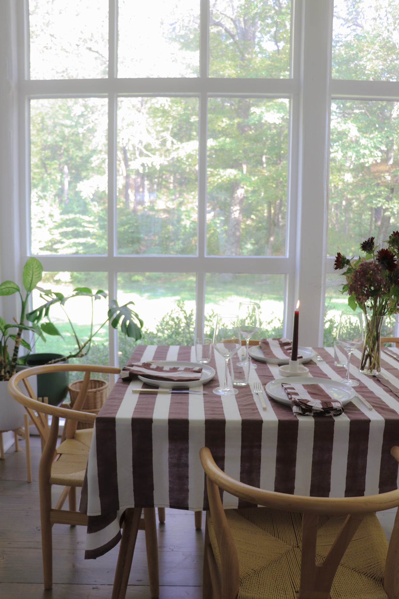 Chocolate Stripe Table Throw