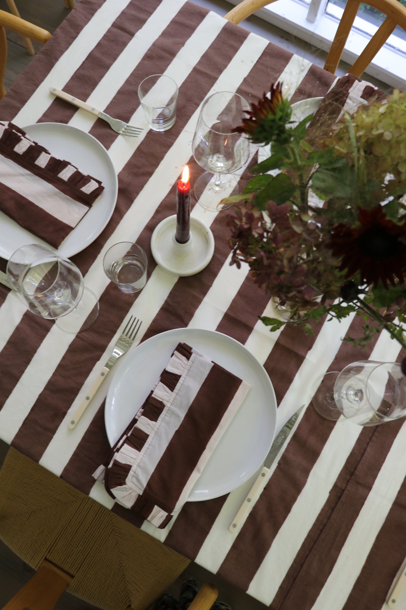 Chocolate Stripe Table Throw