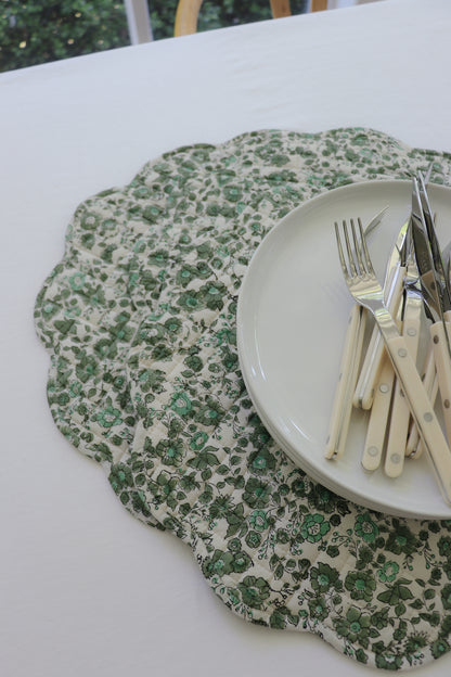 Olive Floral Scalloped Placemats (Set of 4)