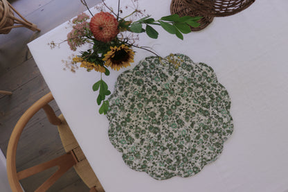 Olive Floral Scalloped Placemats (Set of 4)