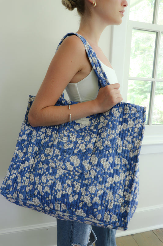 Mother Tote in Blue Floral