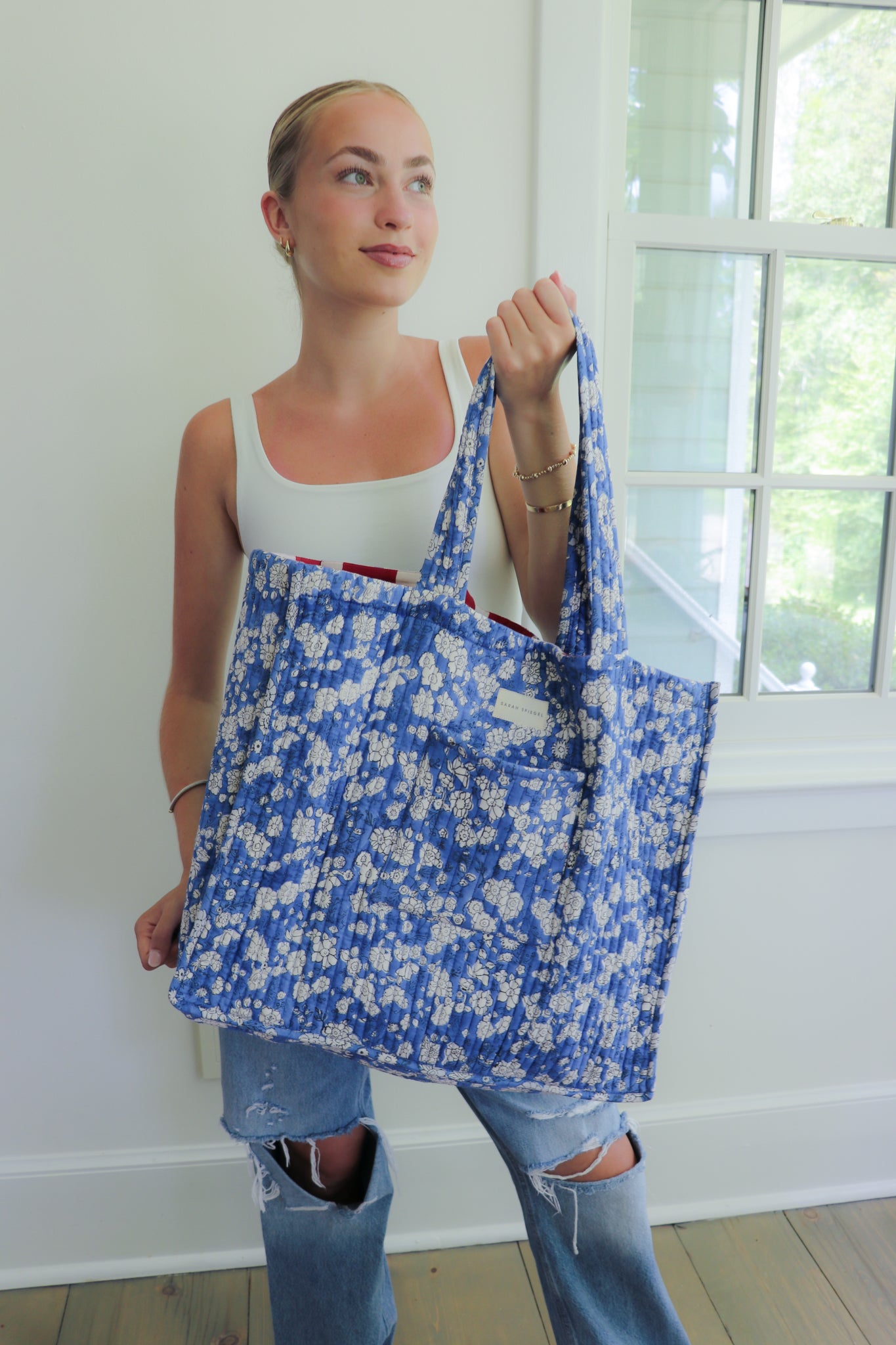 Mother Tote in Blue Floral