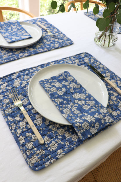 Blue Floral Quilted Placemats