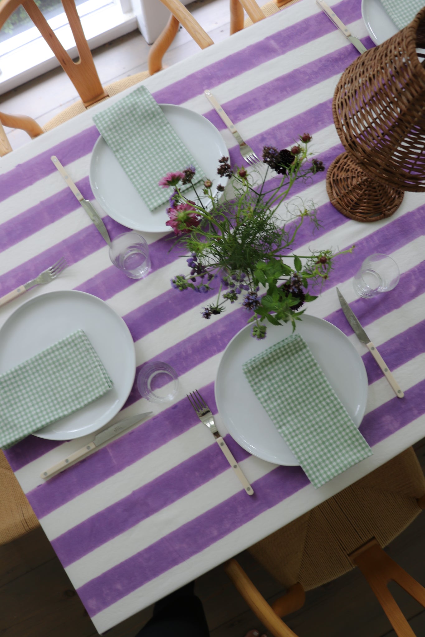 Violet Stripe Tablecloth